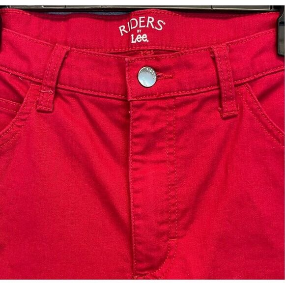 RIDERS by LEE Jeans Women's Size 14P Red Straight Leg Stretch High-Rise Denim - Picture 3 of 14